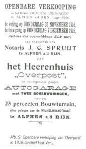 Overpost: Op 30 november 1916 wordt Overpost openbaar geveild.