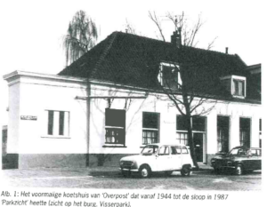 Het voormalige koetshuis van Overpost dat vanaf 1944 tot de sloop in 1987 Parkzicht heette